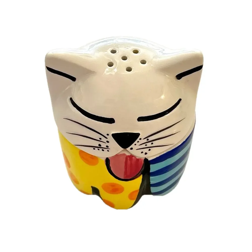 Romero Britto Cat Stacking Salt & Pepper Shakers Collectible Artist Decor